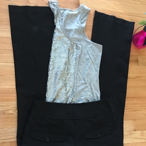 Sz 10 | H & M | Pinstripe | Black Light Blue | High Waisted Trouser ♦️ - Picture 4 of 14